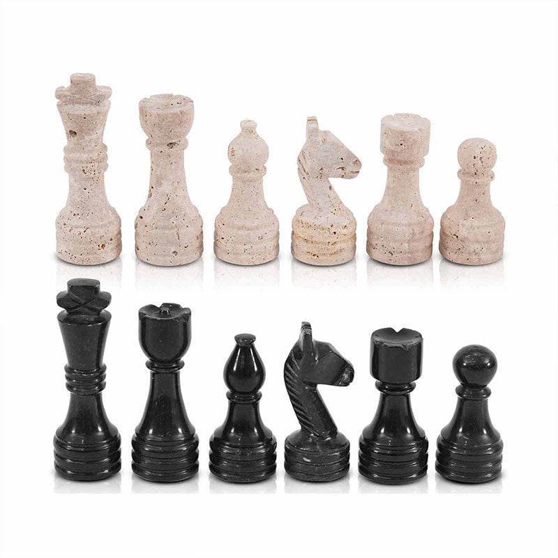 Chess Figures – Travertine & Black
