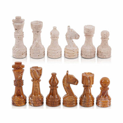 Chess Figures – Travertine & Red