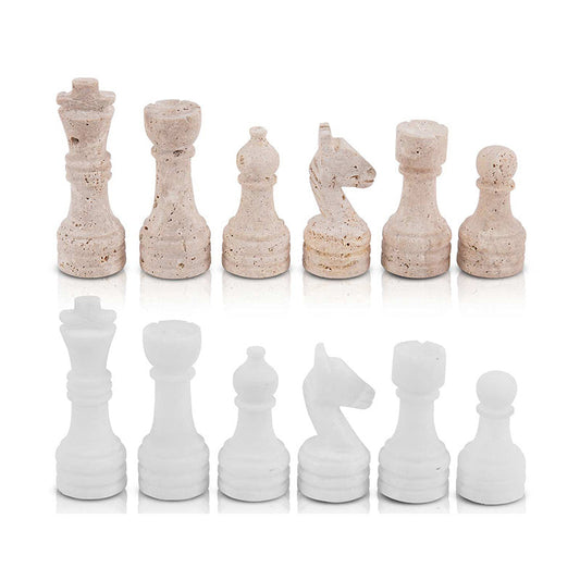 Chess Figures – Travertine & White