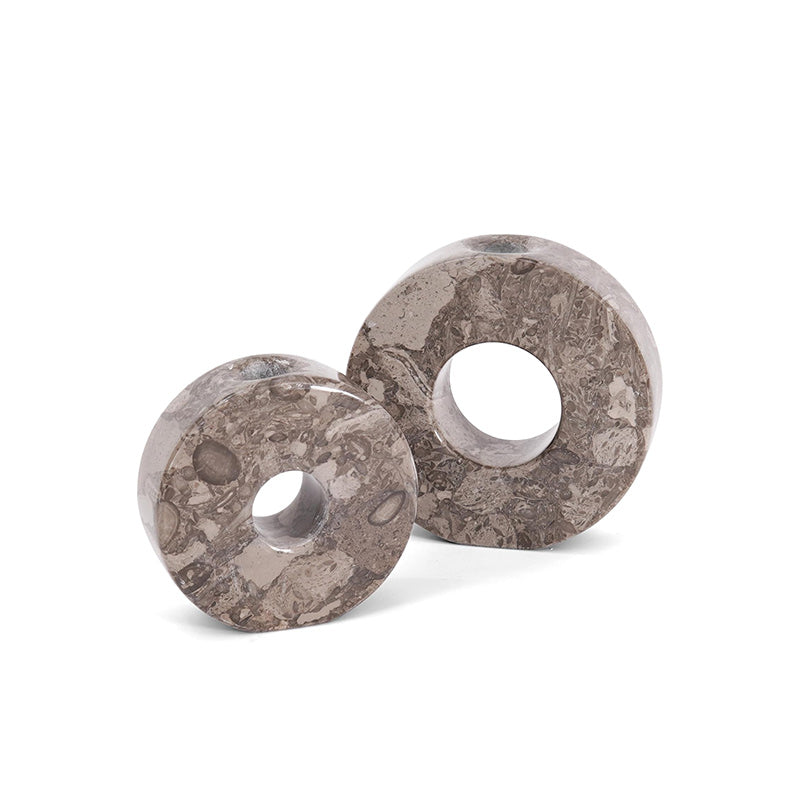 Marble Doughnut Candle Holder Set of 2