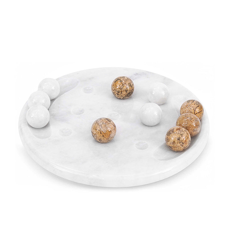 Marble 25cm Tic Tac Toe - White & Coral