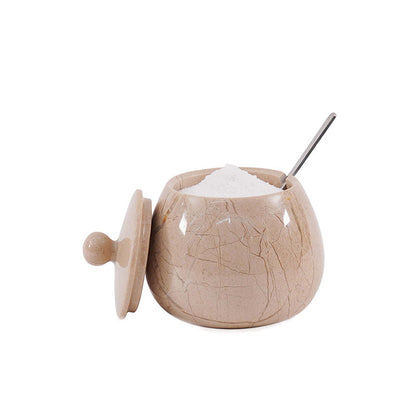 Marble Salt Cellar with Spoon Bell Design Big
