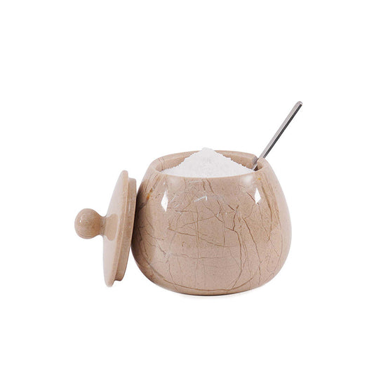 Marble Salt Cellar with Spoon Bell Design Big