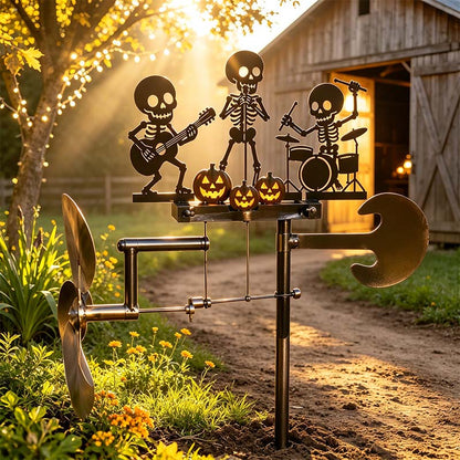Skeleton Drummer Kinetic Wind Spinner — Halloween Garden Metal Yard Decor 15