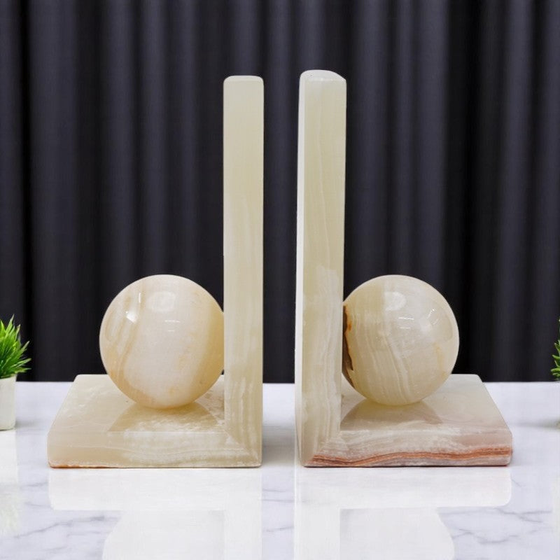 Marble L-Shaped Bookends - Set of 2