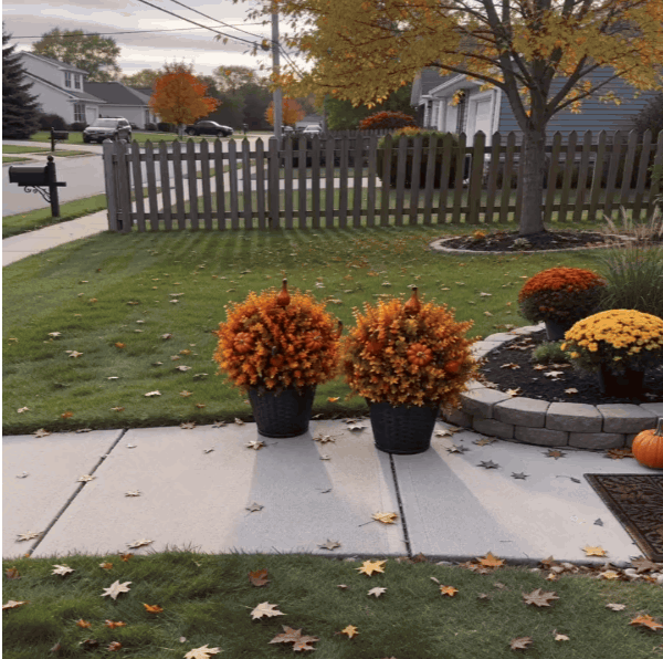 Artificial Fall Pumpkin Tree Stakes — Autumn Garden Decor 19
