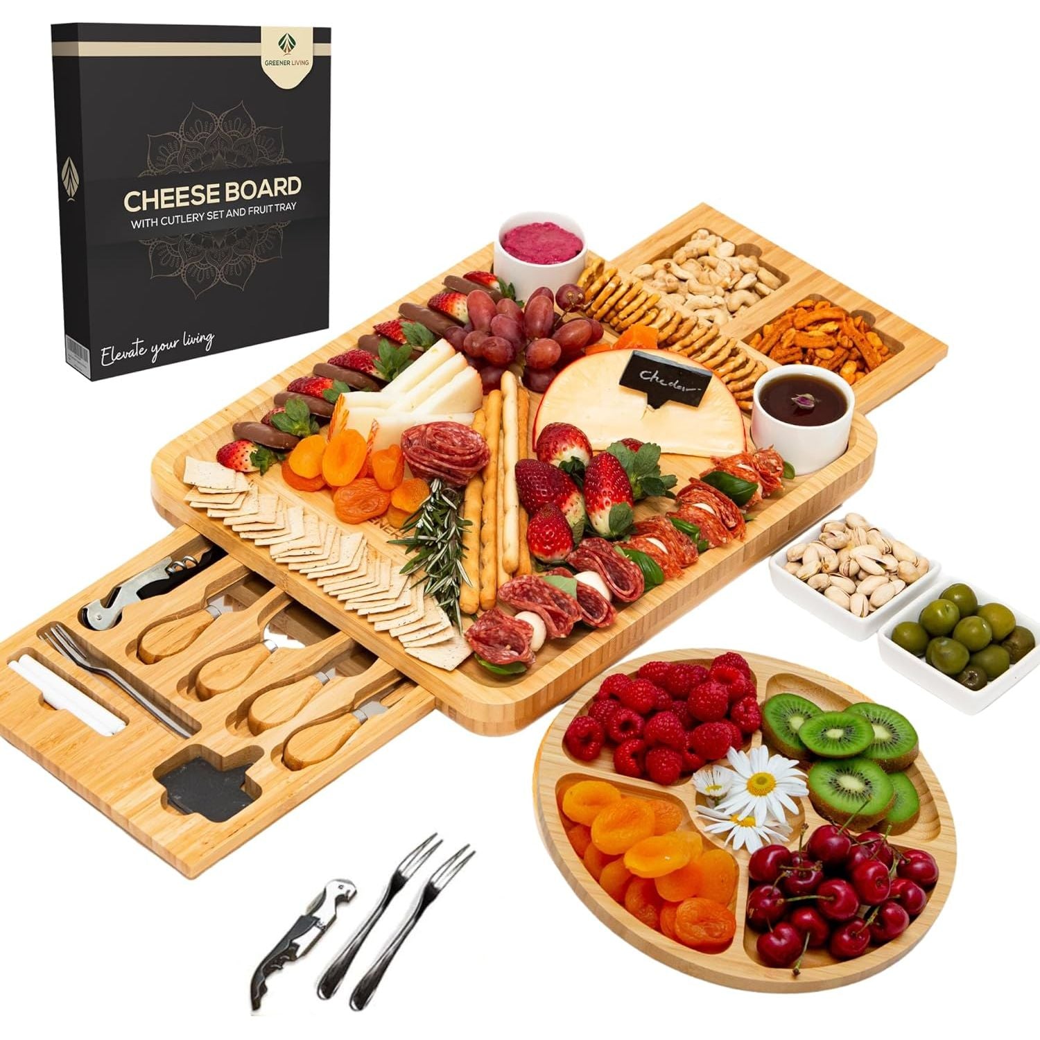 Bamboo Cheese Platter with Knife Set