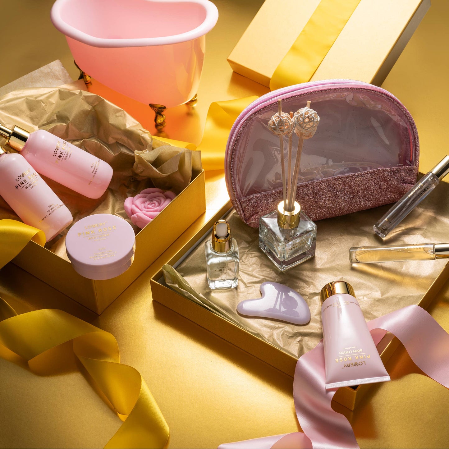 Luxury Pink Rose Bath and Body Set, 18pc Birthday Spa Kit