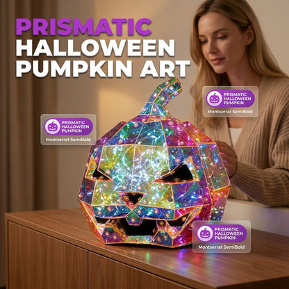 Colorful Pumpkin Prism Lamp — Halloween Art Sculpture Night Light 9