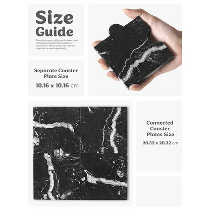 Marble Puzzle Coaster Plates - Set of 4