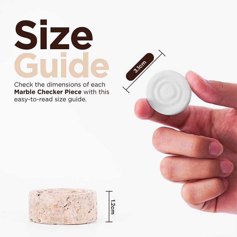 Marble Checkers Figures - White and Travertine