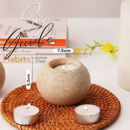 Marble Tealight Candle Holder - Set of 2 (Travertine)
