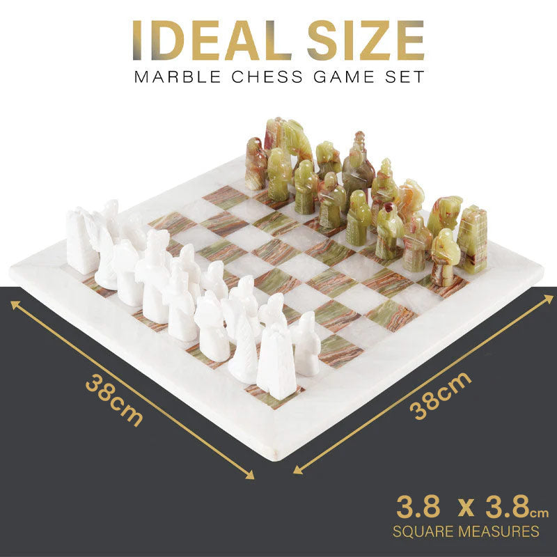 Marble Chess Set 38cm Special Edition Chess Set – Green & White