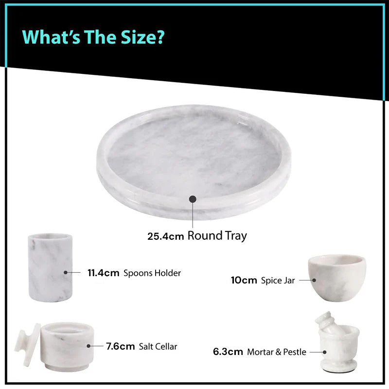 Marble Round Tray with Accessories