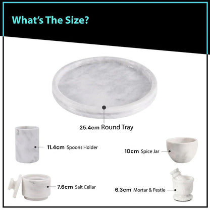 Marble Round Tray with Accessories