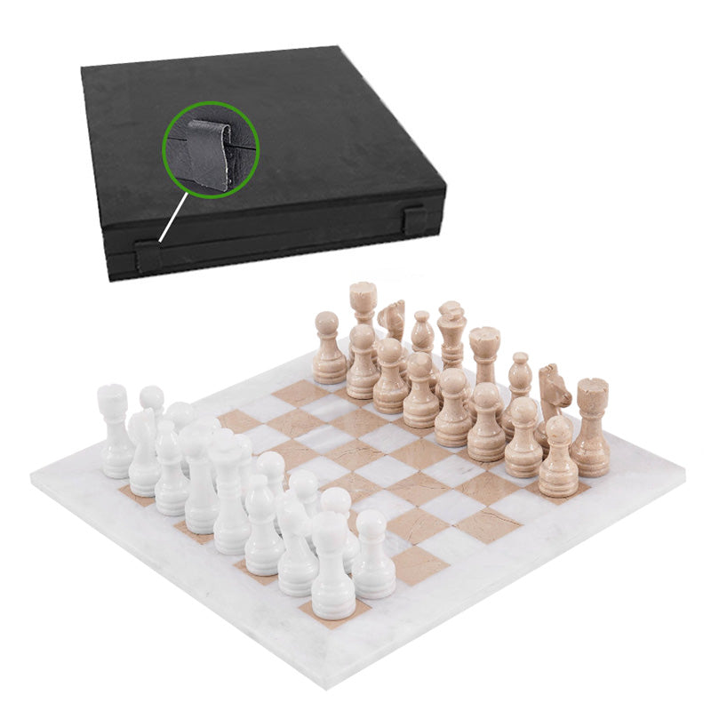 Marble Chess Set 38cm – Verona & White