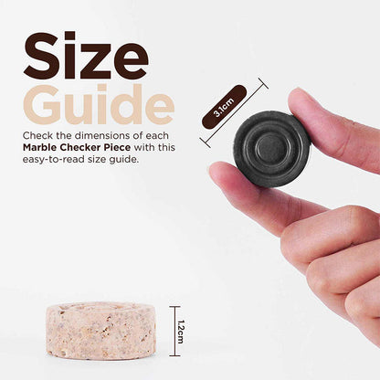 Marble Checkers Figures - Black and Travertine