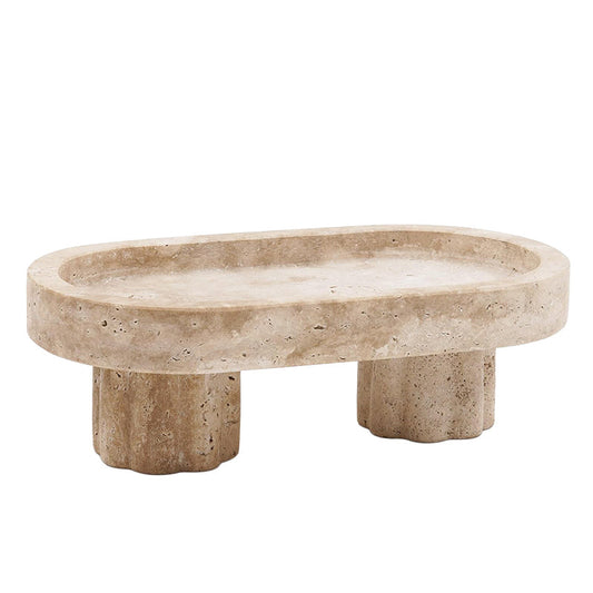 Marble Pedestal Oval Tray