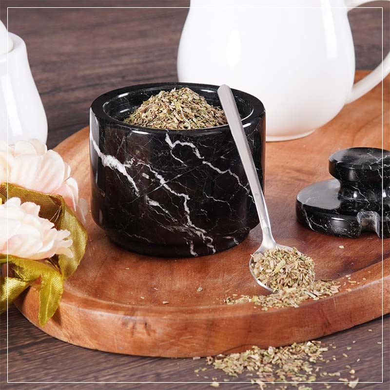 Marble Salt Cellar with Spoon