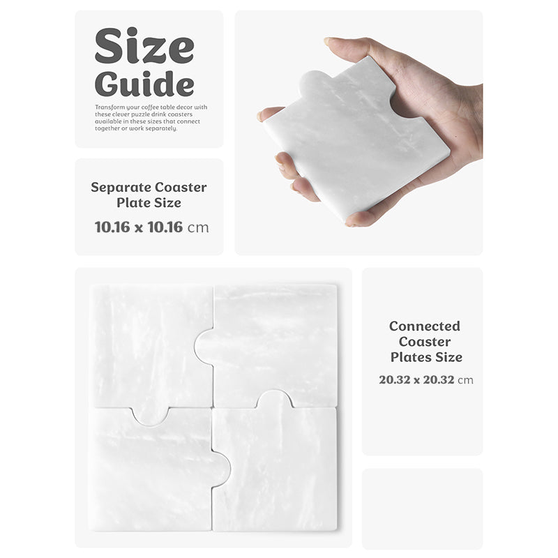 Marble Puzzle Coaster Plates - Set of 4