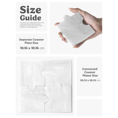 Marble Puzzle Coaster Plates - Set of 4
