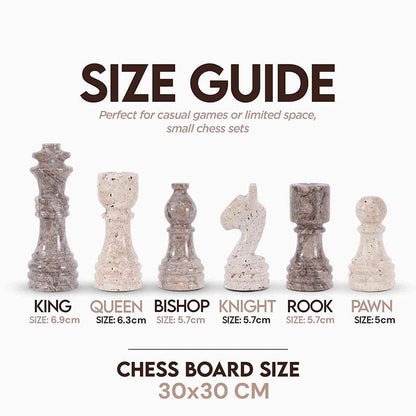 Marble Chess Set 30cm – Oceanic & Travertine