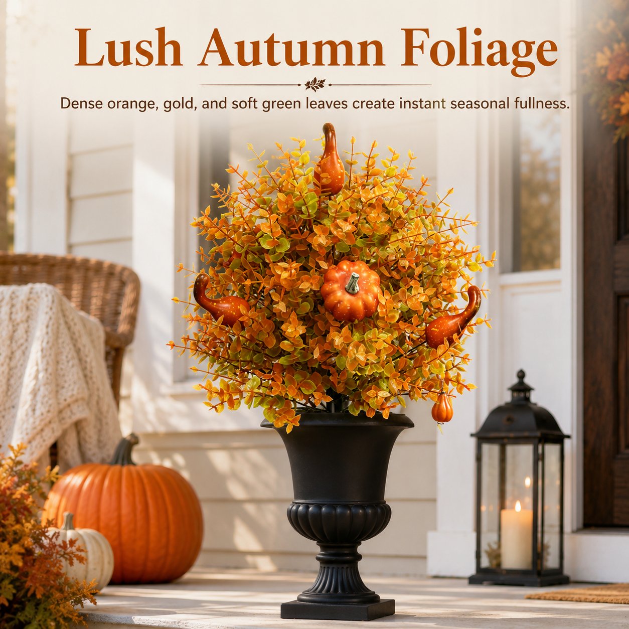 Artificial Fall Pumpkin Tree Stakes — Autumn Garden Decor 21
