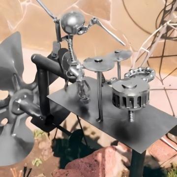 Skeleton Drummer Kinetic Wind Spinner — Halloween Garden Metal Yard Decor 10