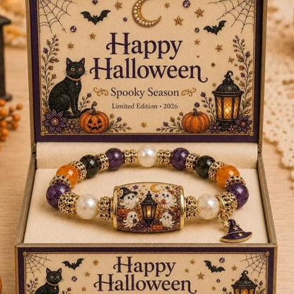 Halloween Black Cat & Pumpkin Beaded Bracelet Gift Set 13
