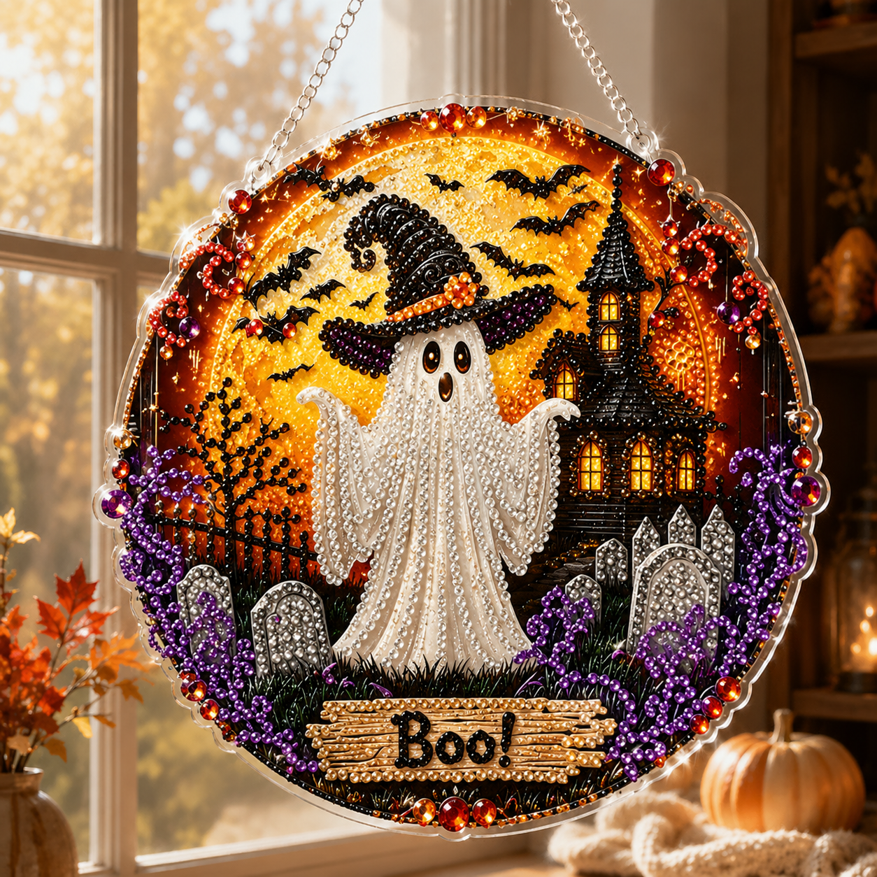 Ghost Halloween pearl art ornament kit