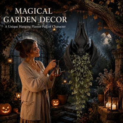 Hanging Bat Plant Pot — Gothic Halloween Planter 11