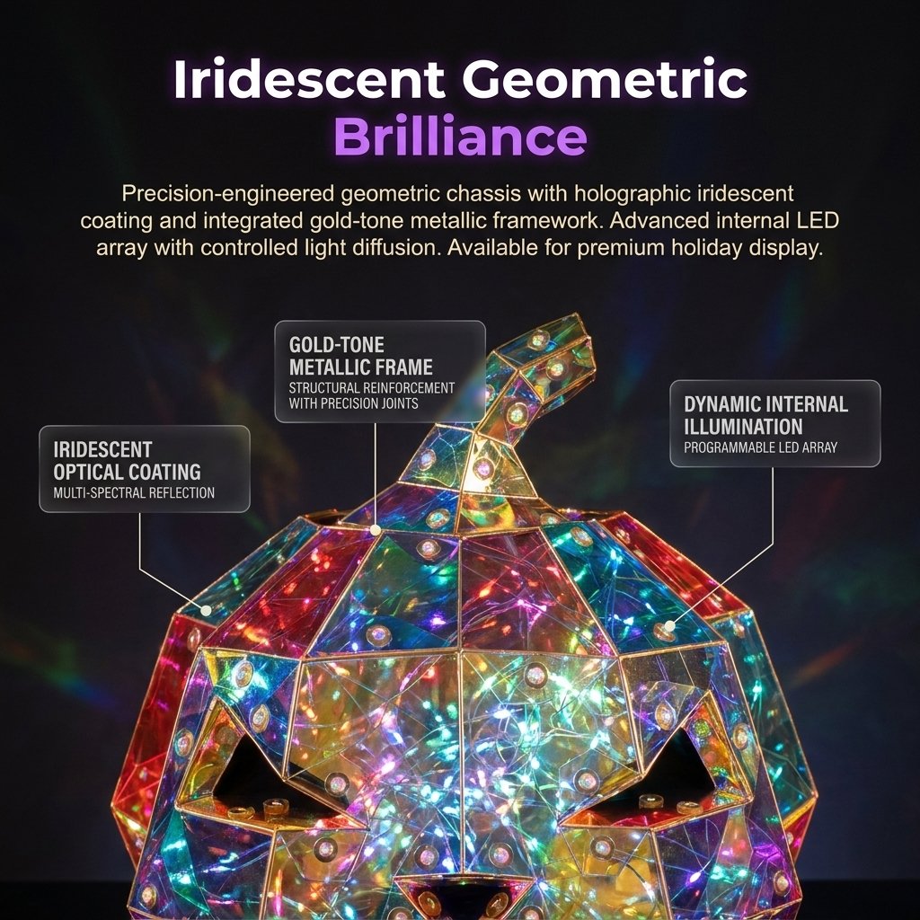 Colorful Pumpkin Prism Lamp — Halloween Art Sculpture Night Light 10