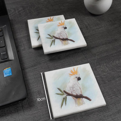 Marble Australian Birds Printed Coasters - Set of 4