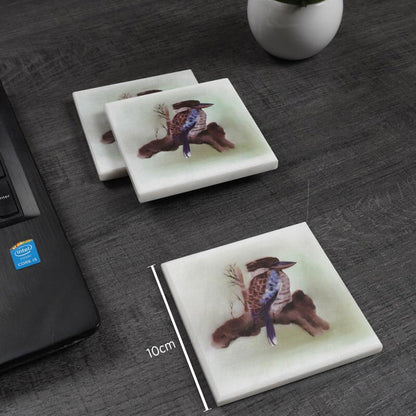 Marble Australian Birds Printed Coasters - Set of 4