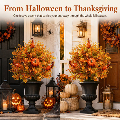 Artificial Fall Pumpkin Tree Stakes — Autumn Garden Decor 7