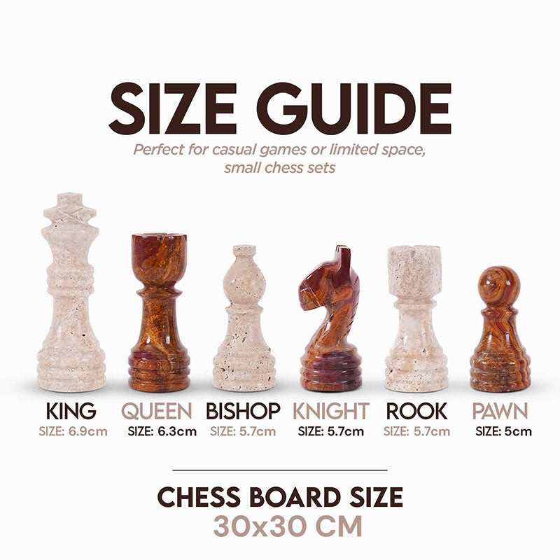 Marble Chess Set 30cm – Red & Travertine