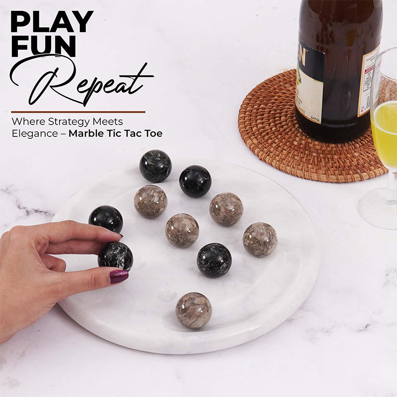 Marble 25cm Tic Tac Toe - Black & Oceanic