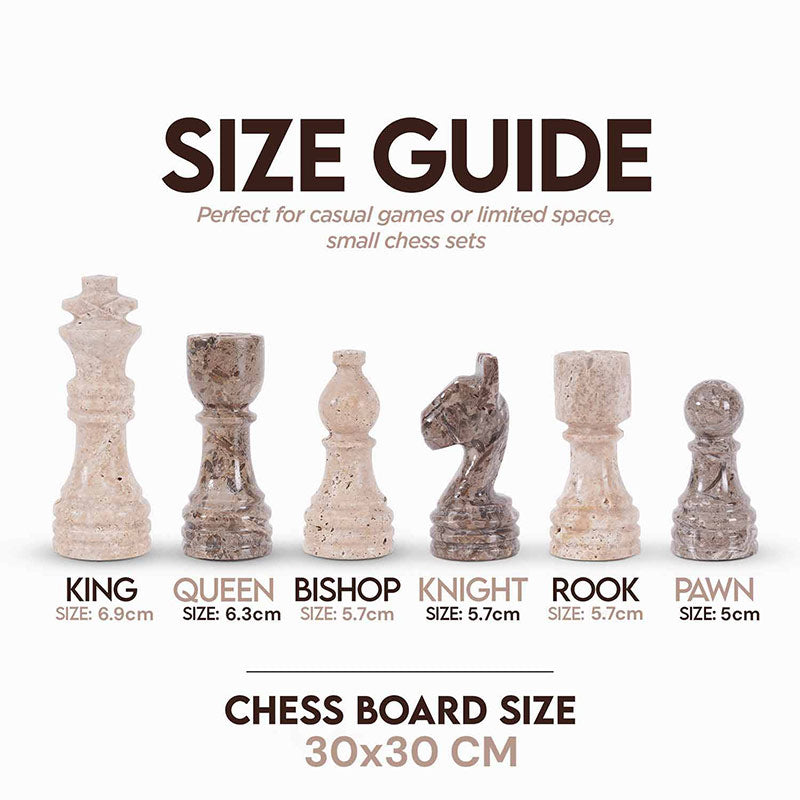 Marble Chess Set 30cm – Oceanic & Travertine