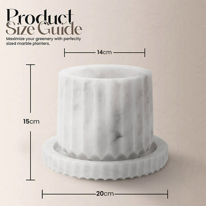 Marble Planter Straight Line Design - 15cm