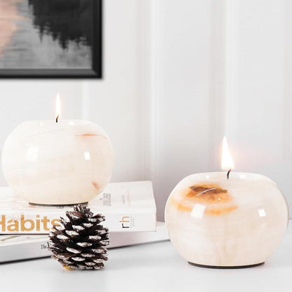 Marble Tealight Candle Holder - Set of 2 (White Onyx)