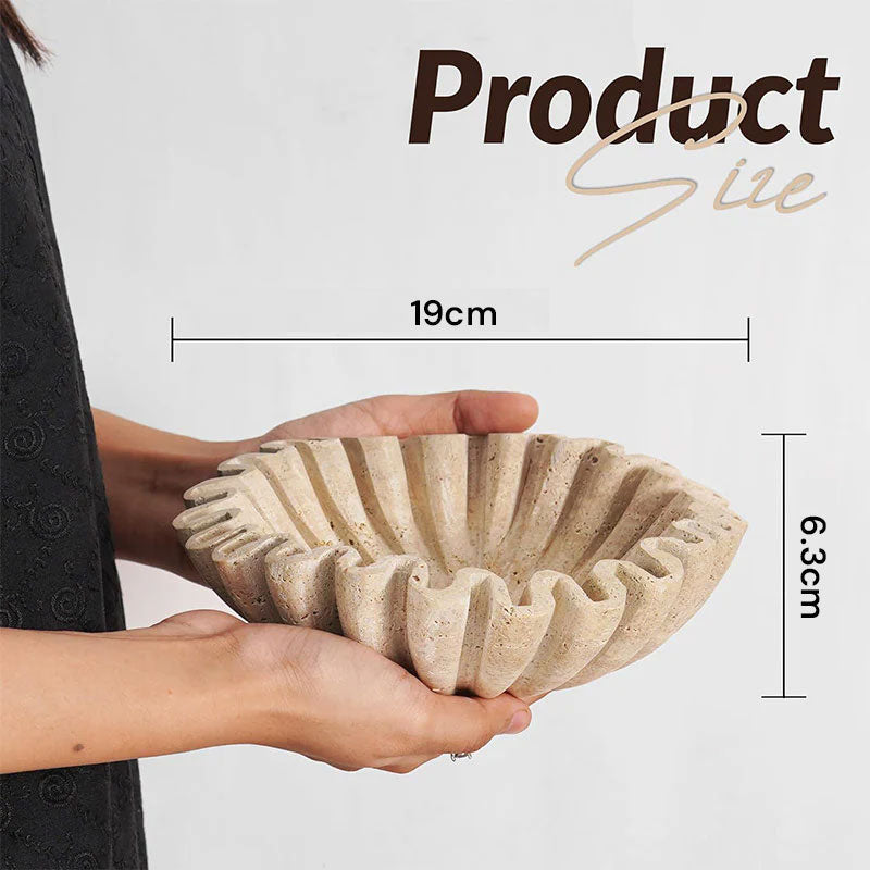 Marble Ruffle Fruit Bowl (Travertine)