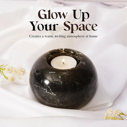 Marble Tealight Candle Holder - Set of 2 (Black)