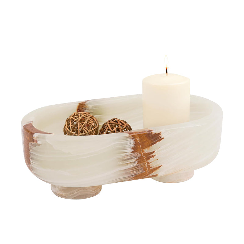 Marble Oval Bowl With Stand