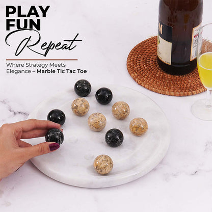 Marble 25cm Tic Tac Toe - Black & Coral