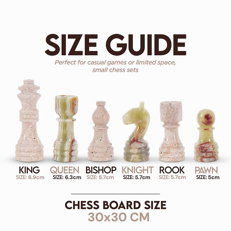 Marble Chess Set 30cm – Green & Travertine