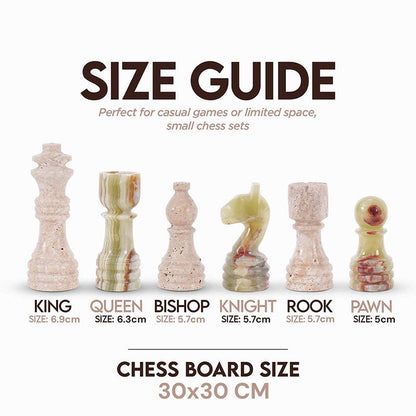 Marble Chess Set 30cm – Green & Travertine