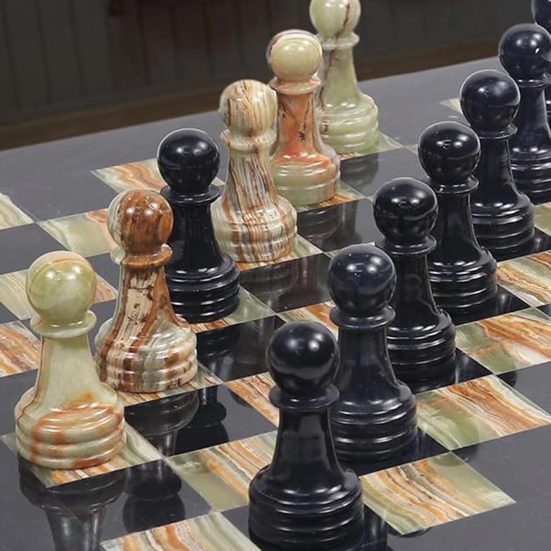 Marble Chess Set 30cm – Black & Green