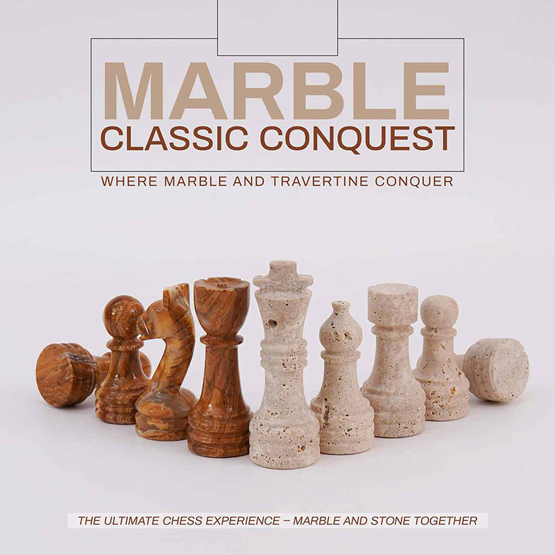 Chess Figures – Travertine & Red
