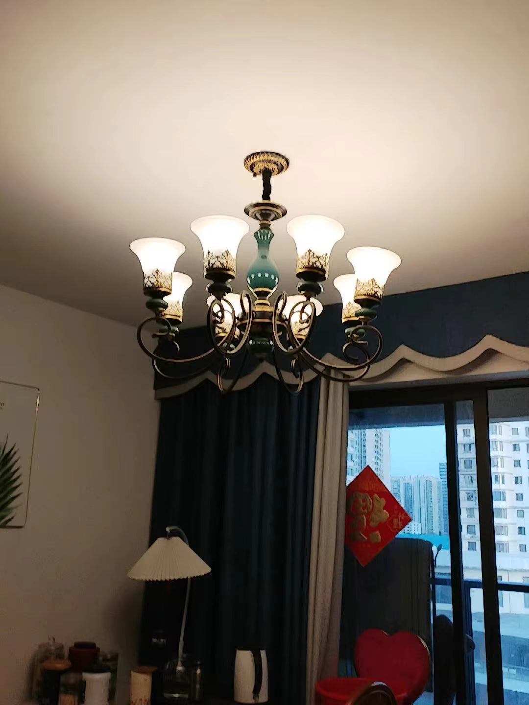 Customer install — European Vintage Flush Mount Chandelier