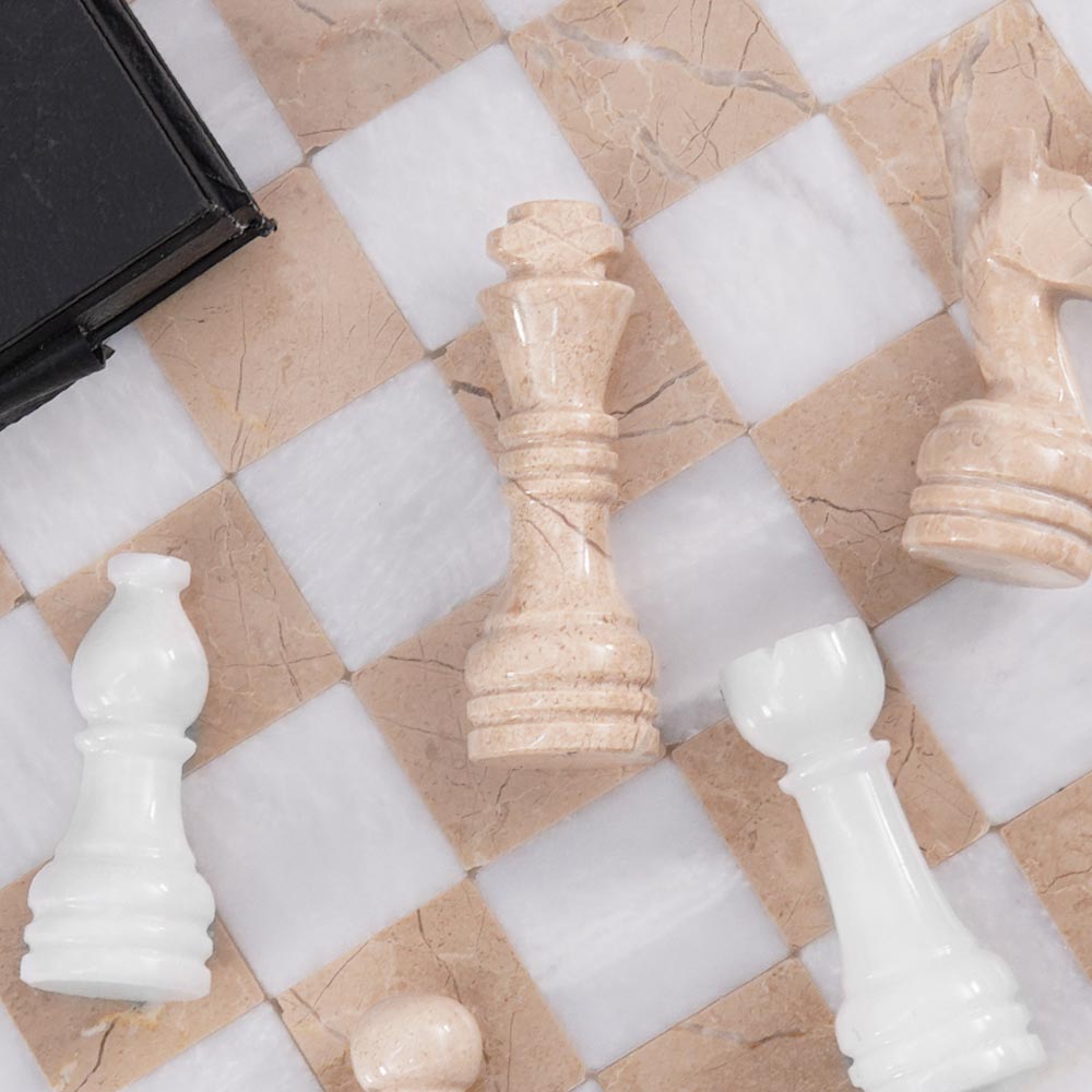 Marble Chess Set 30cm – Verona & White